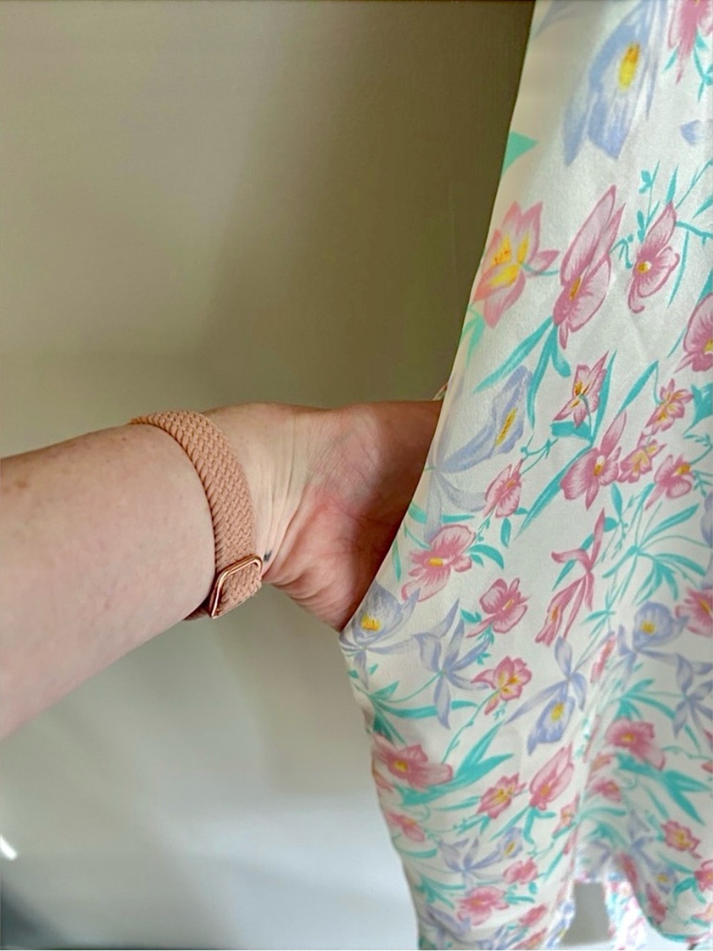 Vintage Pastel Botanical Satin Kimono Robe Cottagecore Whimsy Romantic Bridal OS - Picture 8 of 12